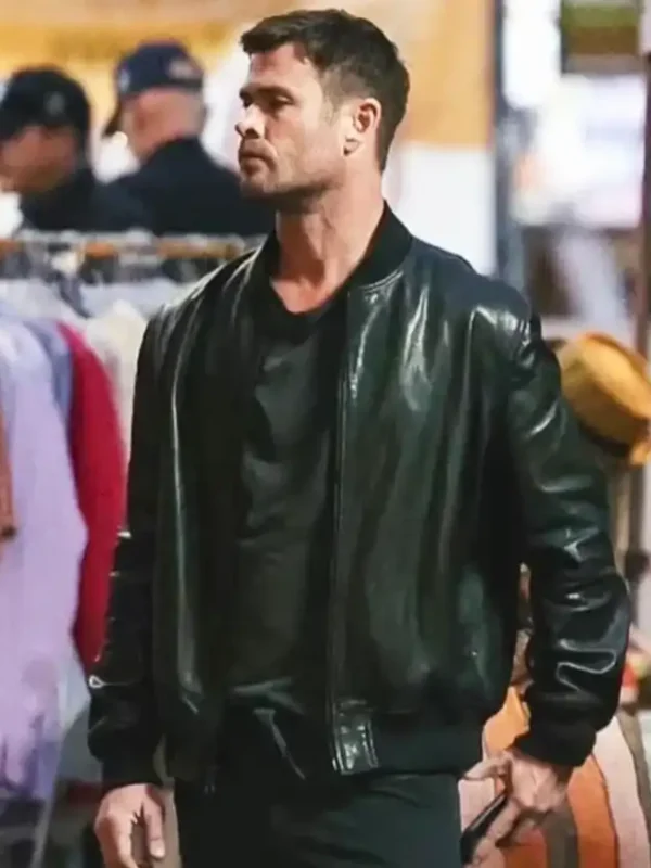 Chris Hemsworth Crime 101 Bomber Leather Jacket