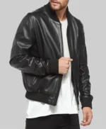 Chris Hemsworth Crime 101 Leather Bomber Jacket