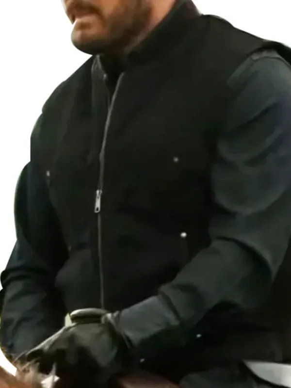Cole Hauser Yellowstone Rip Wheeler Black Wool Vest