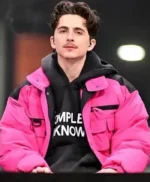 College GameDay Timothee Chalamet Pink Jacket