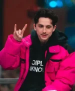 College GameDay Timothee Chalamet Pink Jacket
