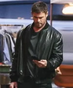 Chris Hemsworth Crime 101 Bomber Leather Jacket