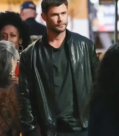 Chris Hemsworth Crime 101 Bomber Leather Jacket