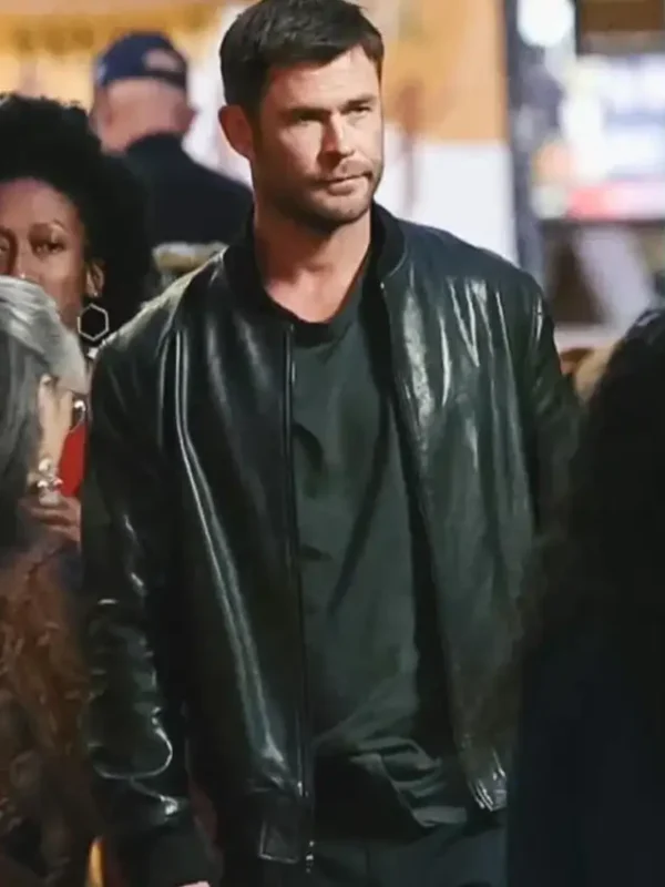 Chris Hemsworth Crime 101 Bomber Leather Jacket
