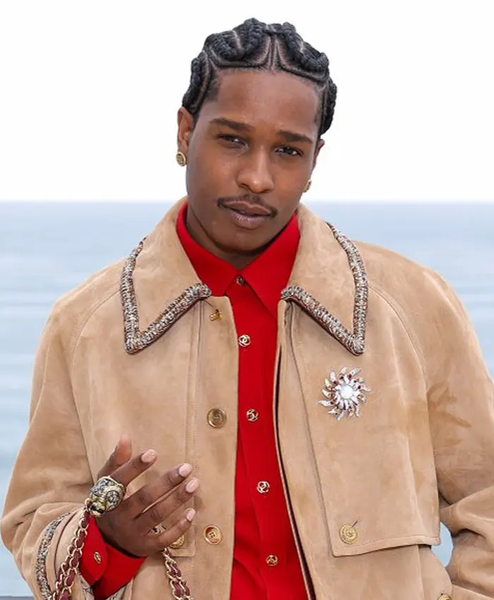 Cruise Fashion Show Asap Rocky Suede Jacket Cruise Fashion Show Asap Rocky Suede Jacket