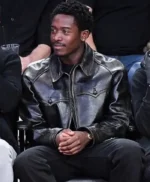 Damson Idris Lakers Game Black Leather Jacket