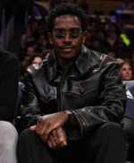 Damson Idris Lakers Game Black Leather Jacket