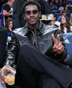 Damson Idris Lakers Game Black Leather Jacket