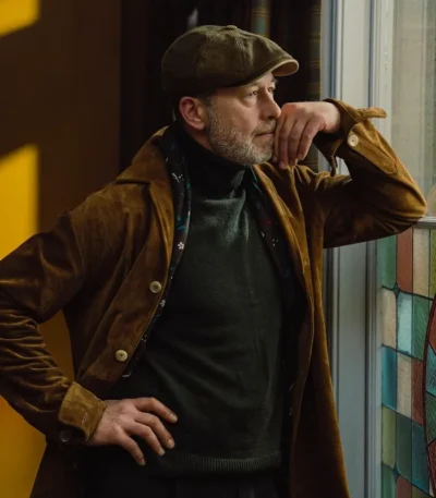 Daniel Betts MobLand S01 Brown Leather Coat