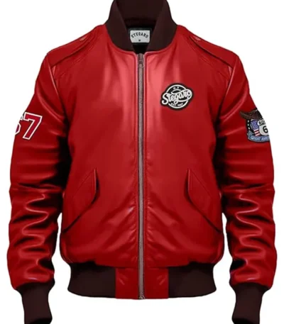 Dario Stegaro Bomber Red Leather Jacket