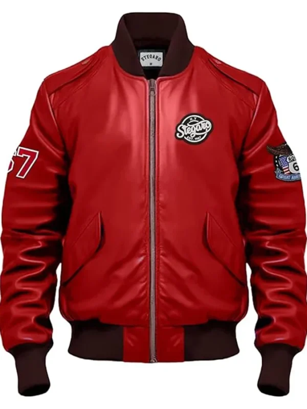 Dario Stegaro Bomber Red Leather Jacket
