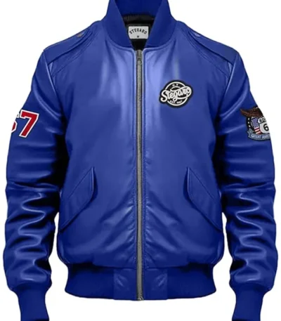 Deacon Royal Blue Stegaro Bomber Leather Jacket