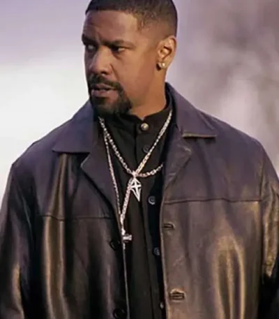 Denzel Washington Training Day Black Leather Coat