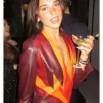 Dua Lipa Vintage Flame Leather Jacket
