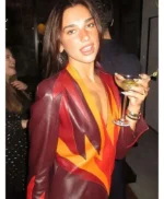 Dua Lipa Vintage Flame Leather Jacket