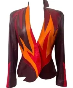 Dua Lipa Vintage Flame Leather Jacket