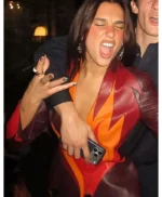 Dua Lipa Vintage Flame Leather Jacket