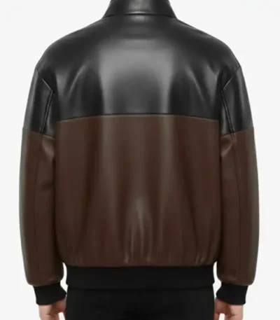 Dual Tone Leather Bomber Jacket