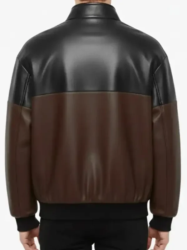 Dual Tone Leather Bomber Jacket