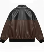 Dual Tone Leather Bomber Jacket