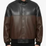 Dual Tone Leather Bomber Jacket