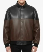Dual Tone Leather Bomber Jacket