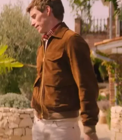 Eddie Redmayne Brown Bomber Jacket