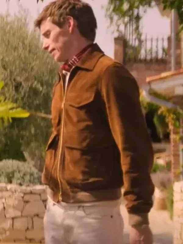 Eddie Redmayne Brown Bomber Jacket