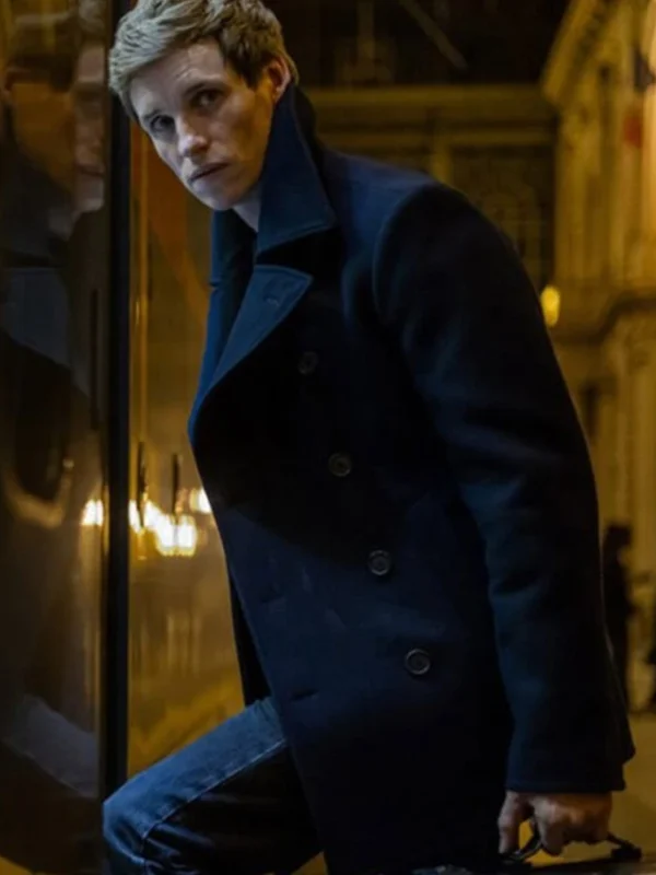 Eddie Redmayne The Day of the Jackal Black Peacoat
