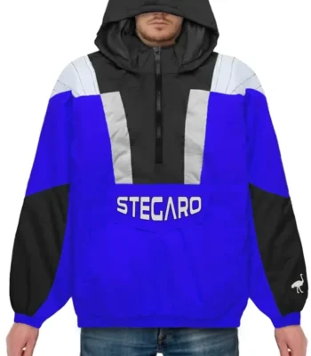 Edge Hooded Stegaro Blue And Black Jacket