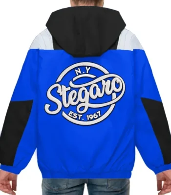 Edge Hooded Stegaro Blue And Black Jacket