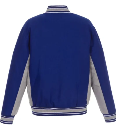Edmonton Oilers Accent Royal-Gray Poly-Twill Wool Varsity Jacket