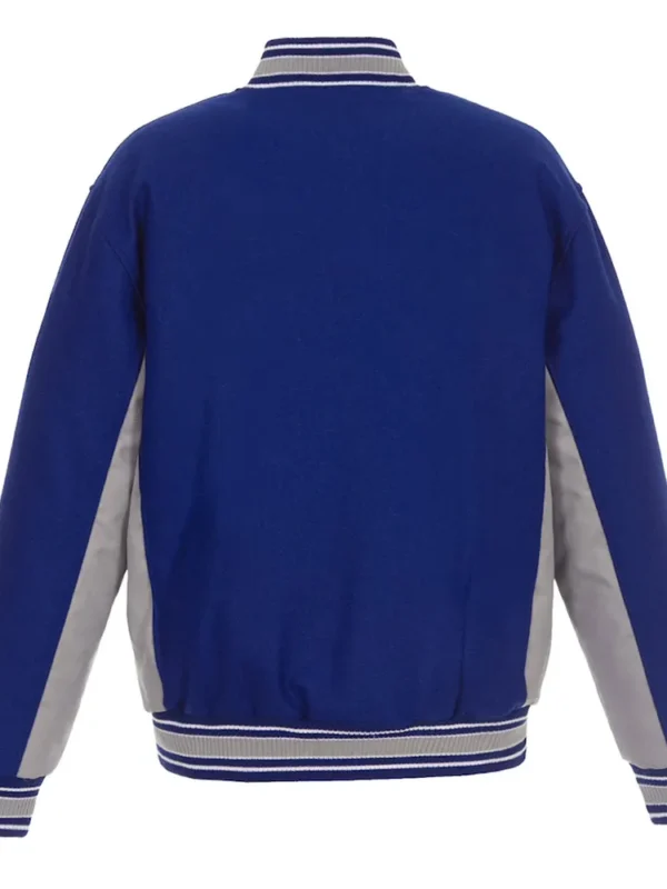 Edmonton Oilers Accent Royal-Gray Poly-Twill Wool Varsity Jacket