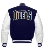 Edmonton Oilers Blue and White Letterman Jacket