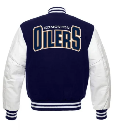 Edmonton Oilers Blue and White Letterman Jacket