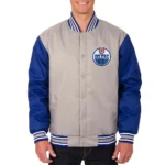 Edmonton Oilers Gray-Blue Poly Twill Jacket