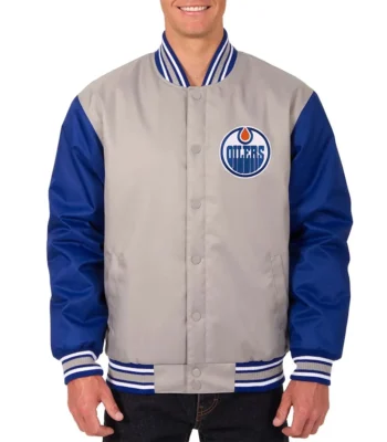 Edmonton Oilers Gray-Blue Poly Twill Jacket