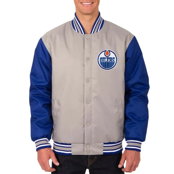 Edmonton Oilers Gray-Blue Poly Twill Jacket