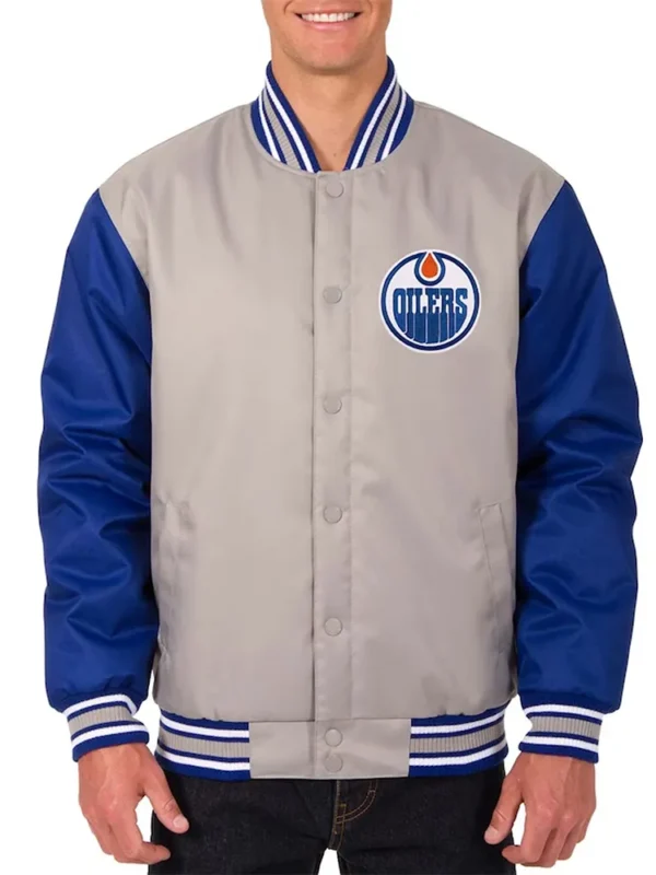 Edmonton Oilers Gray-Blue Poly Twill Jacket