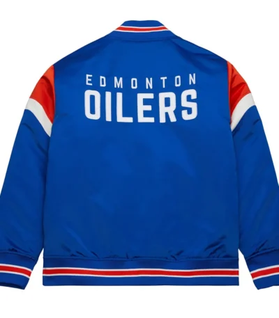 Edmonton Oilers Heavyweight Blue Satin Jacket