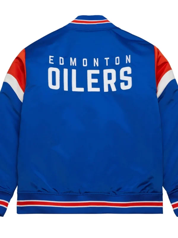 Edmonton Oilers Heavyweight Blue Satin Jacket