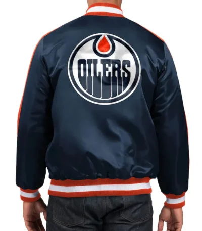 Edmonton Oilers O-Line Navy Varsity Satin Jacket