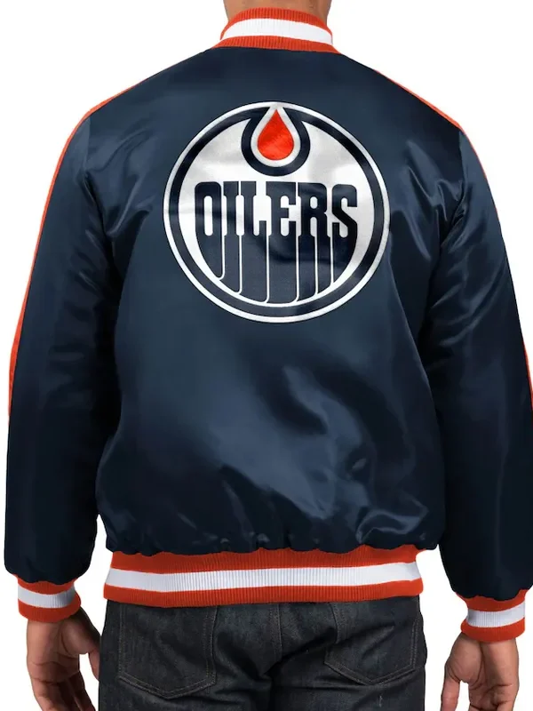 Edmonton Oilers O-Line Navy Varsity Satin Jacket