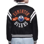 Edmonton Oilers Printed Logo Varsity Satin Jacket