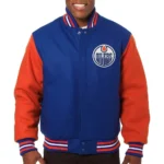 Edmonton Oilers Royal-Orange Varsity Wool Jacket