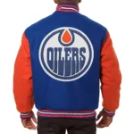 Edmonton Oilers Royal-Orange Varsity Wool Jacket