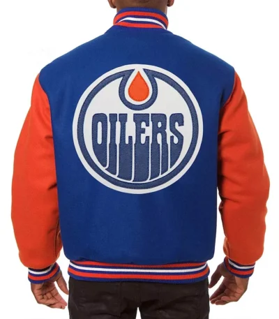 Edmonton Oilers Royal-Orange Varsity Wool Jacket