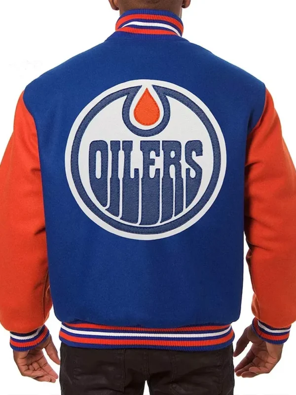 Edmonton Oilers Royal-Orange Varsity Wool Jacket