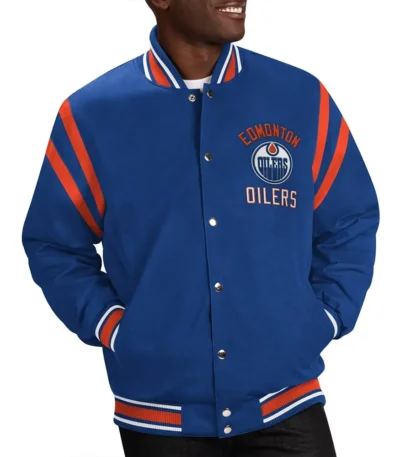 Edmonton Oilers Tailback Blue Varsity Jacket