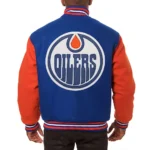 Edmonton Oilers Two-Tone Varsity Royal-Orange Wool Jacket